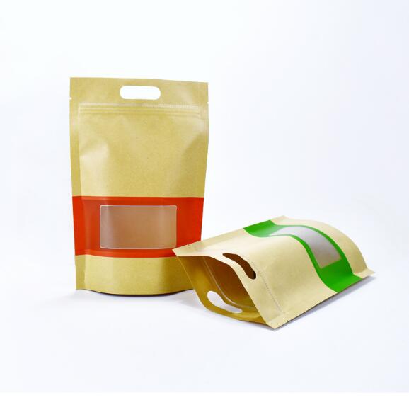 kraft paper food packaging plastic bag with window