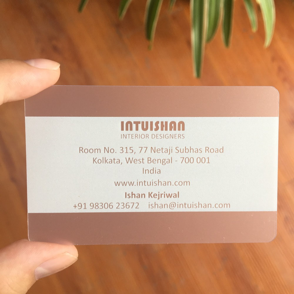 White ink printed clear plastic business card