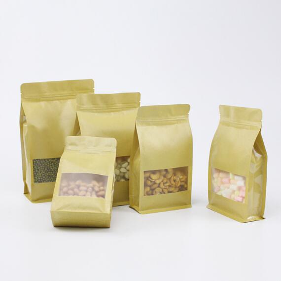 plastic kraft paper bag with window for food packaging